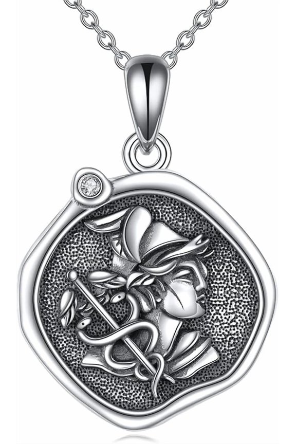 Greek God Necklace Sterling Silver Greek Protector Pendant Religious Jewelry Gifts for Women Men