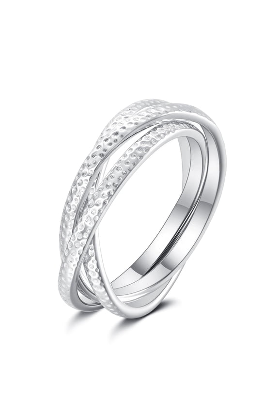 Hammer-pattern Twisted Rings Overlapping Inlayed Ring-Shaped Hammer-Shaped Design Interlocking Band Crossover Ring Jewelry for Women