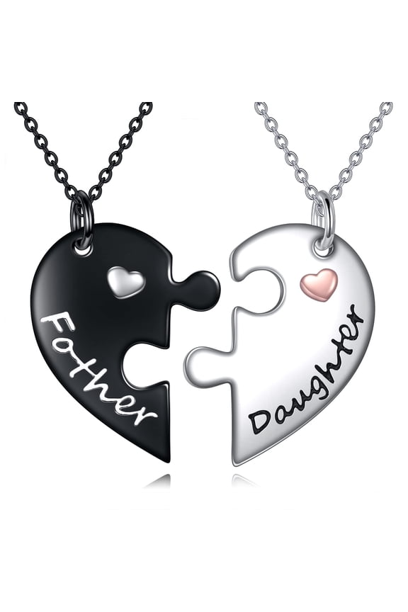 Heart Matching Father and His Sweet Necklace for 2 Sterling Silver Father Jewelry Dad Necklace Set Birthday Gifts for Daddy Husband
