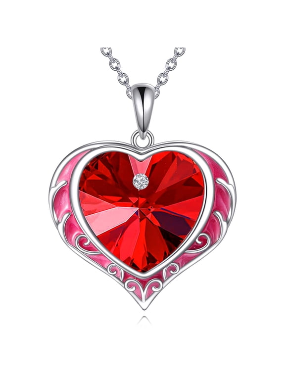 Heart Necklaces for Women July Birthstone Necklace Heart Austrian Crystal Jewelry