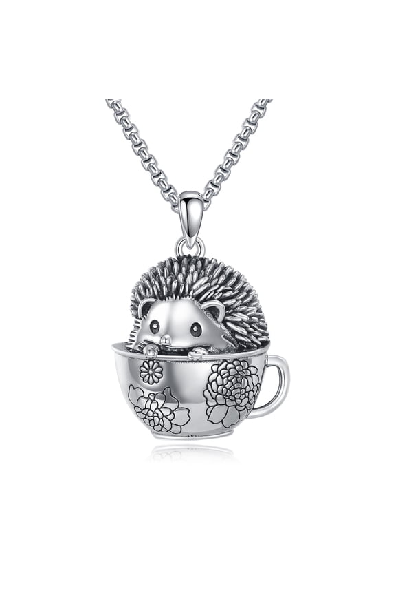 Hedgehog Necklace for Women 925 Sterling Silver Cup Pendant Jewelry Gifts for Christmas