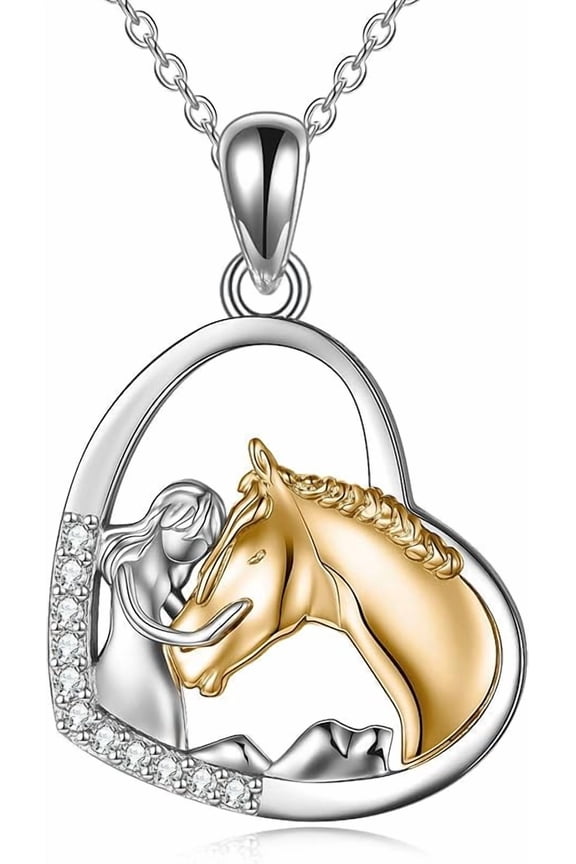 Horse Pendant Necklace Jewelry 925 Sterling Silver Women Embrace Horse Gift for Women