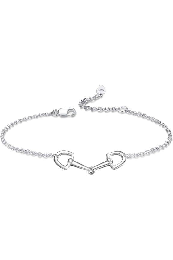 Horse Snaffle Bit Sterling Silver Adjustable Bracelet for Horse Lover Gift for Women