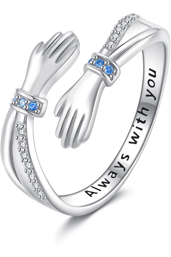 Hug Ring Hug Rings Hugging Hand Open Promise Ring Adjustable Jewelry Mothers Day Birthday Gifts for Mom Sister Wife Friends Grandma