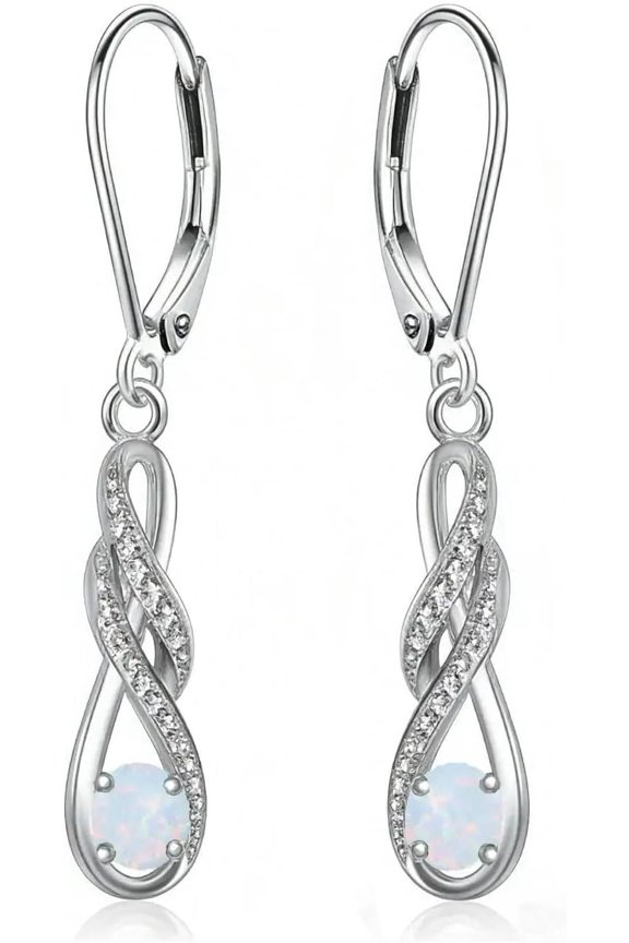 Infinity Dangle Earrings for Women Opal Leverback Drop Earrings Infinity Jewelry Birthday, Anniversary, Valentine's Day Gift for Mom, Wife, Sister