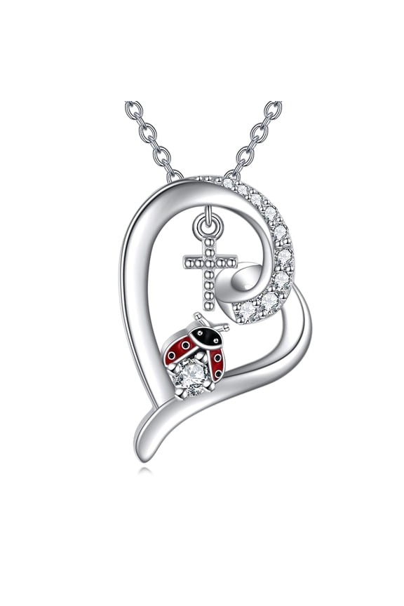 Ladybug Necklace Sterling Silver Cross Jewelry Gifts for Women