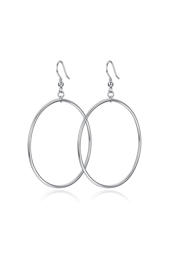 Large Hoop Earrings for Women Sterling Silver Big Circle Dangle Drop Earrings for Women (80mm, silver)