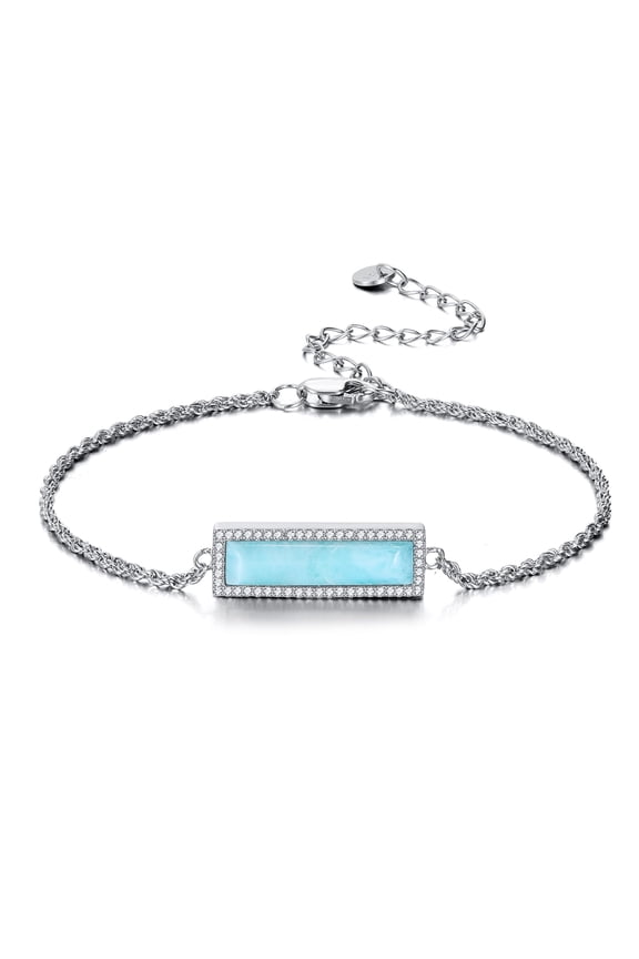 Larimar Bracelet for Women S925 Sterling Silver Adjustable Larimar Bead Ankle Bracelet Beach Jewelry (larimar)