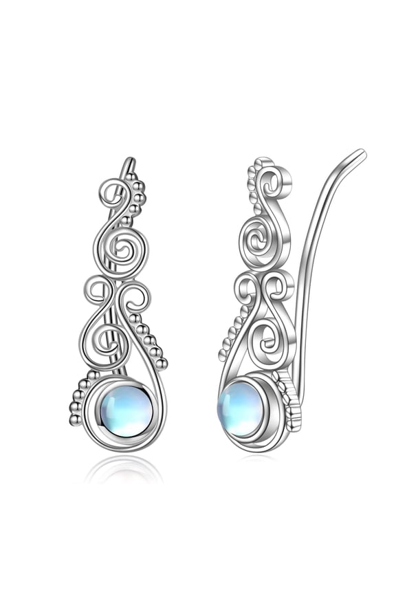 Moonatone Ear Cuffs Earrings Gifts For Women 925 Sterling Silver Spiral Ear Climbers Ear Crawlers for Mother