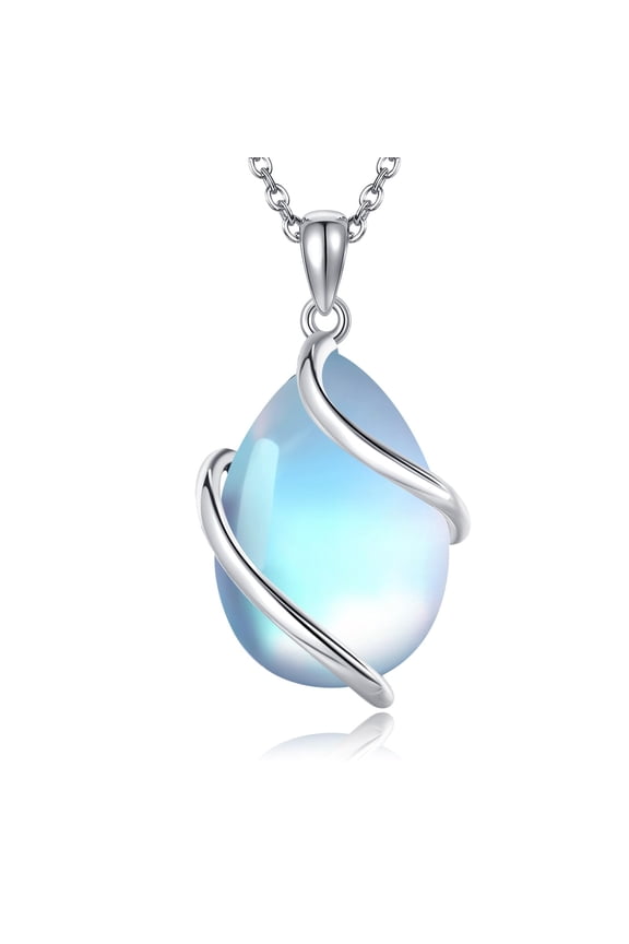 Moonstone Necklace Sterling Silver Teardrop Pendant Necklace Jewelry for Women