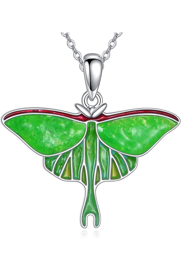 Moth Necklace Luna Moth Pendant Necklace Bug Jewelry Bug Lover Gift for Women Mom