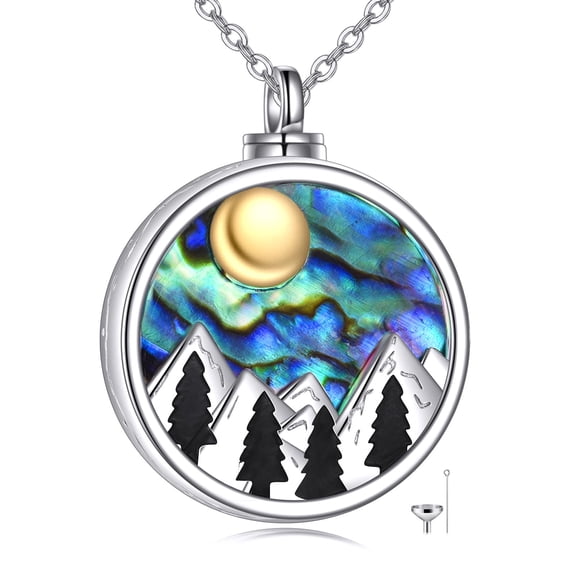 MYSTICPOEM Mountain Urn Necklace for Ashes for Women 925 Sterling Silver Mountain Necklace Cremation Keepsake Memorial Jewelry For Lovers Women