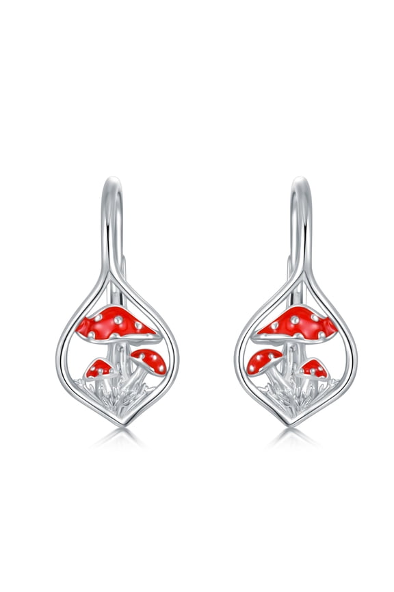 Mushroom Earrings 925 Sterling Silver Cute Earrings Mushroom Jewelry Dangle Funny Simulation Earrings Jewelry Gifts for Women