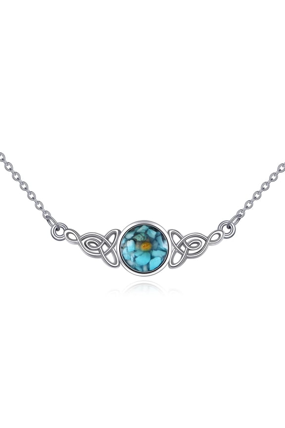 Mustard Seed Turquoise Pendant Necklace Sterling Silver Celtic Knot Pendant Necklace Jewelry Gift for Women