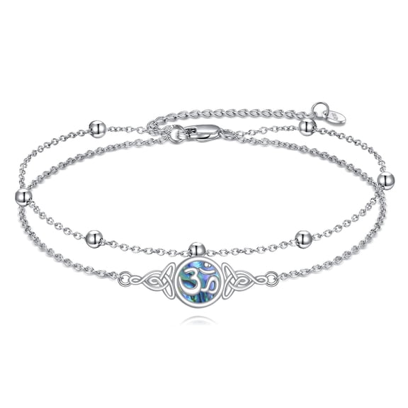 MYSTICPOEM Om Bracelet Yoga Bracelets 925 Sterling Silver Adjustable Bracelet Jewelry for Women 7-9 Inches