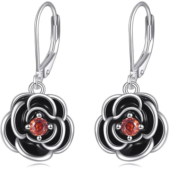 MYSTICPOEM Orchid/Hibiscus/Rose/Peony/Lotus/Daisy/Cherry Blossom/Sunflower/Mushroom 925 Sterling Silver Leverback Earrings Flora Jewelry Gift for Women Birthday Christmas