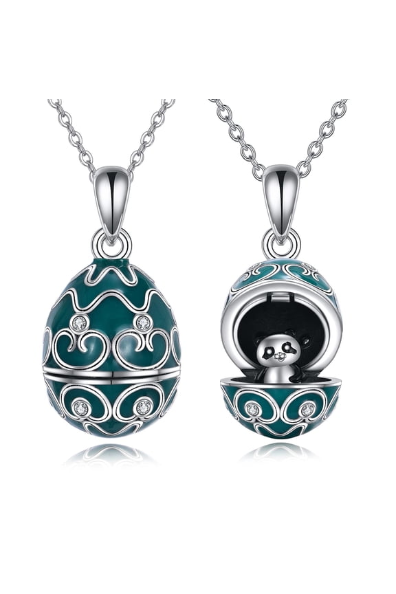 Panda Necklace Sterling Silver Panda Egg Pendant for Women Jewelry