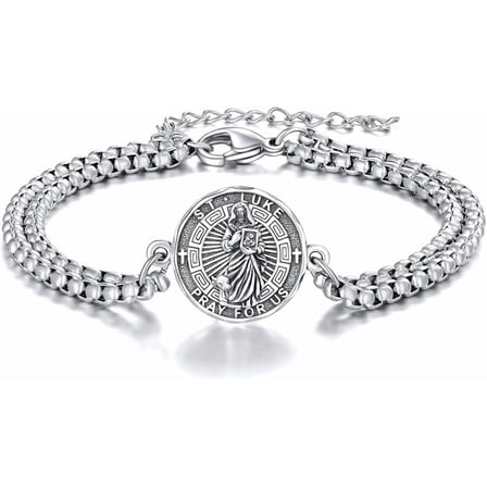 MYSTICPOEM Patron Saint Bracelet Sterling Silver Religious Protector Bracelet Jewelry Gift for Women Men