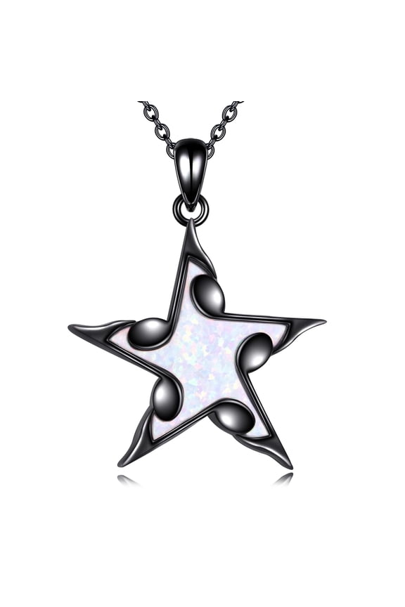 Pentagram Necklace for Women Sterling Silver Opal Necklace Pendant Music Jewelry Gift for Women
