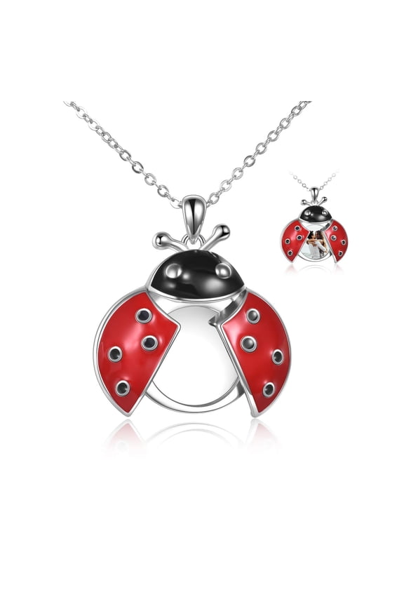 Personalized Ladybug Locket Necklace that Holds Pictures 925 Sterling Silver Custom Ladybug Necklace for Women Jewelry for Mother Lady Bug lovers