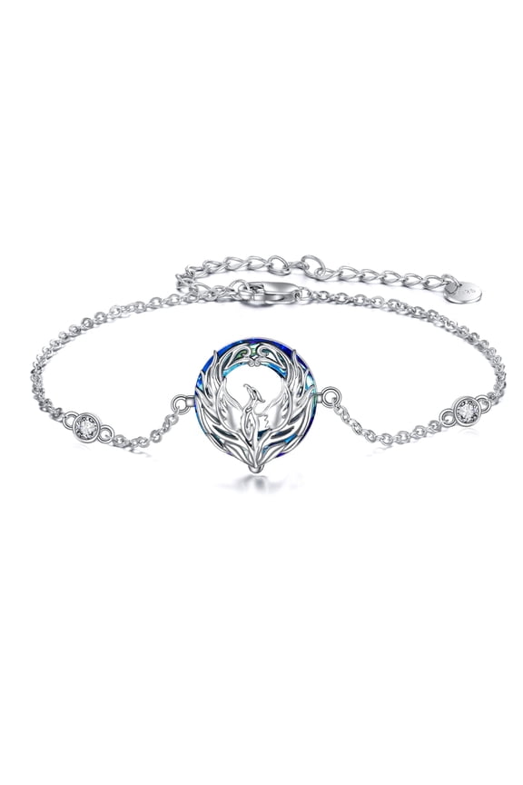 Phoenix Bracelet Sterling Silver Rising from the Ashes Phoenix Jewelry Blue Crystal Gifts for Women Mother