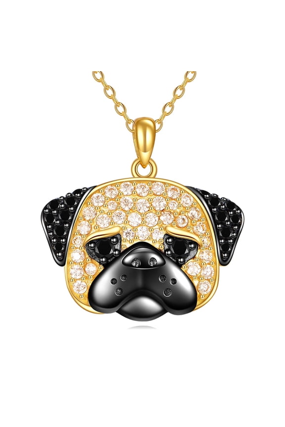 Pug Necklace Sterling Silver Dog Pendant Cute Animal Jewelry Gifts for Women
