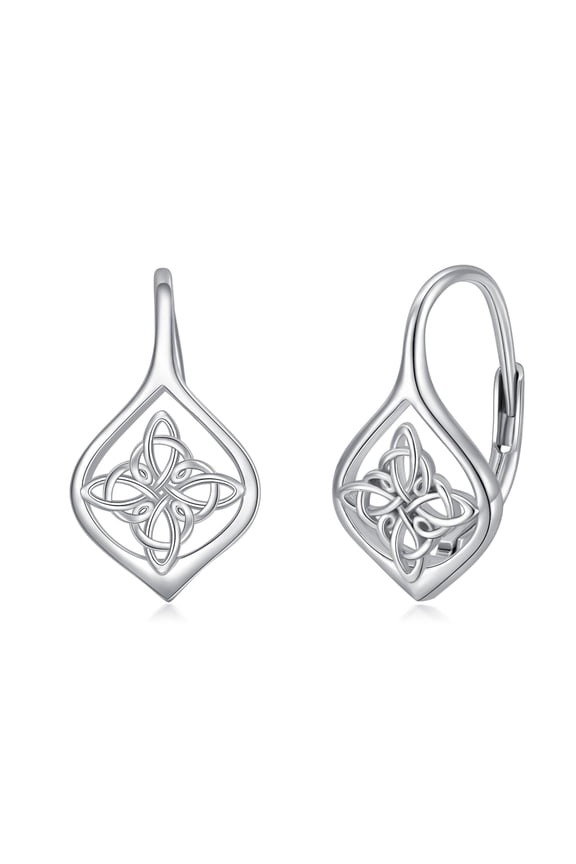 RIDER Celtic Knot Leverback Earrings for Women 925 Sterling Silver Hypoallergenic Irish Jewelry