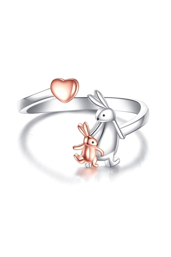 Rabbit Ring Sterling Silver Bunny Ring Animal Jewelry Gift for Women Mother