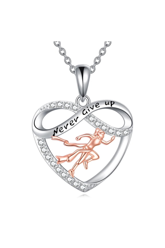 Runner Gifts for Women S925 Sterling Silver Heart Runner Running Pendant Necklace Cross Country Marathon Jewelry Outdoor Sport Gift