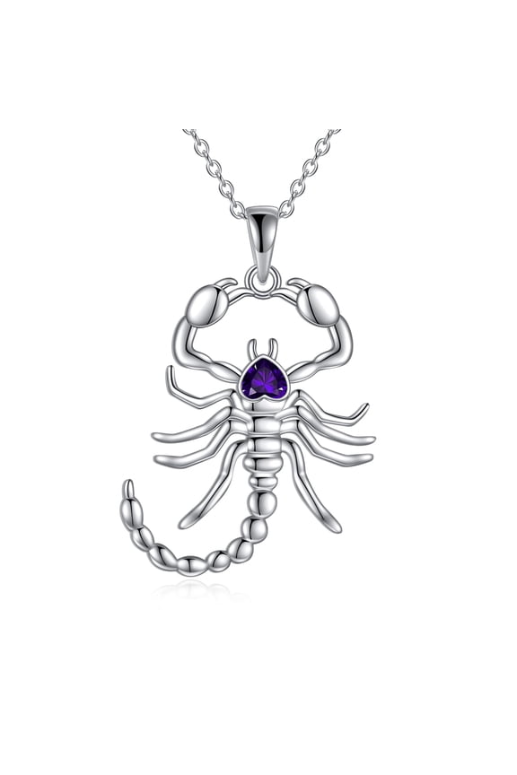 Scorpion Necklace for Women Sterling Silver Scorpion Pendant Necklace with Amethyst Scorpion Jewelry Gifts for Women