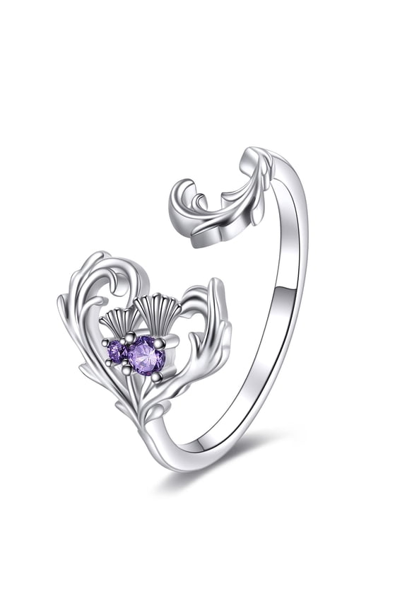 Scottish Thistle Ring for Women Sterling Silver Thistle Jewelry Gifts for Friend (flower 1, 8)