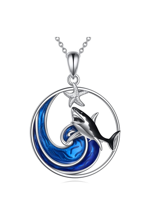 Shark Necklace 925 Sterling Silver Shark Pendant Ocean Jewelry for Women Mother Wife