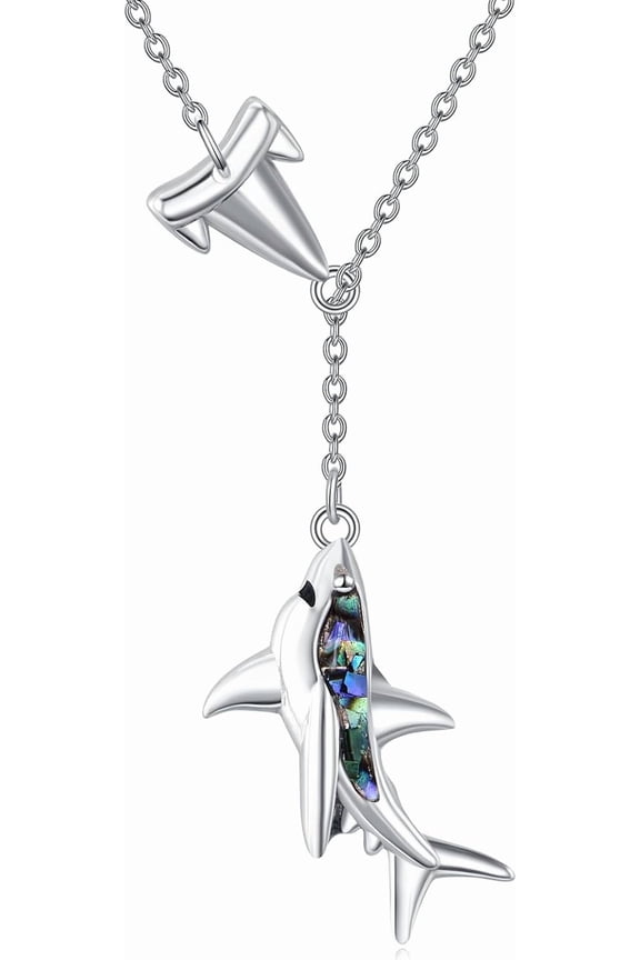 Shark Necklace Sterling Silver Y Necklace Shark Pendant Ocean Animal Necklace Jewelry Gift for Women