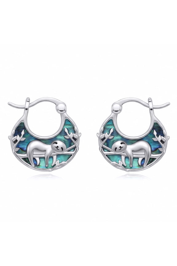 Sloth Hoop Earrings 925 Sterling Silver Animal Hoop Earrings Cute Jewelry for Women