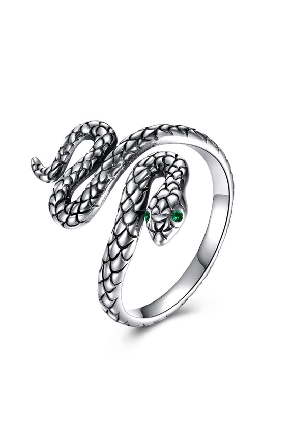 Snake Ring 925 Sterling Silver Adjustable Snake Band Ring Open Ring Snake Jewelry for Women