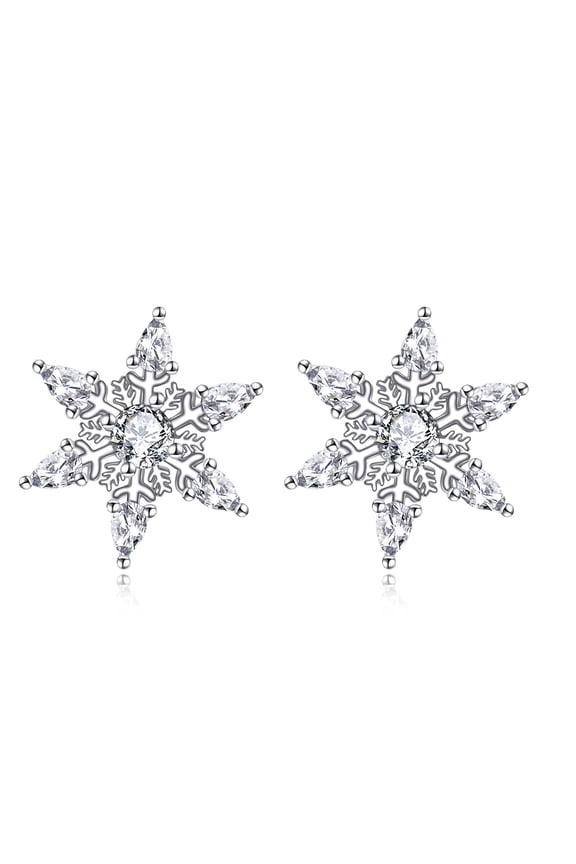 Snowflake Earrings for Women Sterling Silver Snowflake Earrings Studs Winter Jewelry