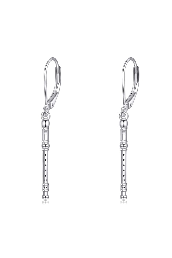 Soprano Recorder Earrings Sterling Silver Flute Dangle Drop Leverback Earrings Jewelry Music Lover Gifts for Women Men