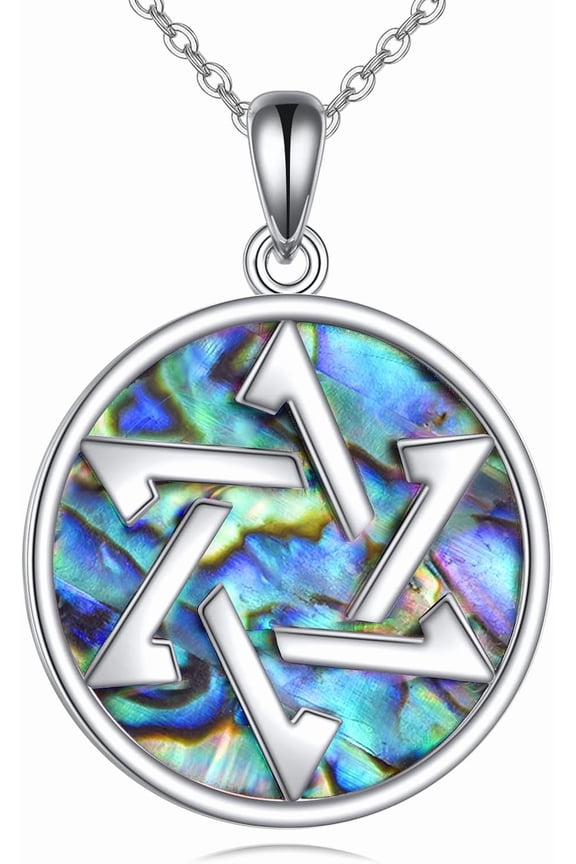 Star of David Necklace Sterling Silver Abalone Shell Jewelry for Women Men Gifts