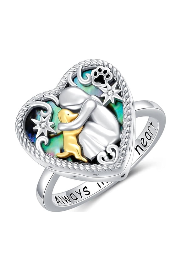 Sterling Silver Dog Urn Ring for Ashes, Dog Memorial Keepsake Cremation Jewelry Gifts for Dog Lovers Women