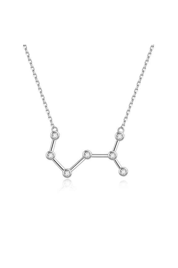 Sterling Silver Scorpio Necklace 12 Constellation Pendant Zodiac Necklace, Clear Crystals from Austria, Anniversary Birthday Astrology Horoscope Jewelry Gifts for Women
