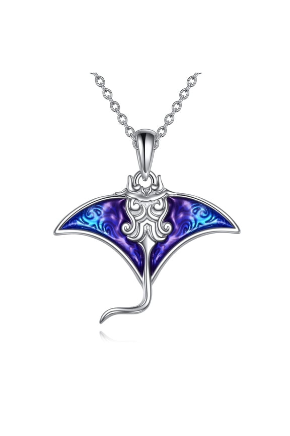 Sterling Silver Stingray Pendant Necklace Manta Ray Charm Necklace Sea Animal Jewelry Sea Lover Gifts for Women