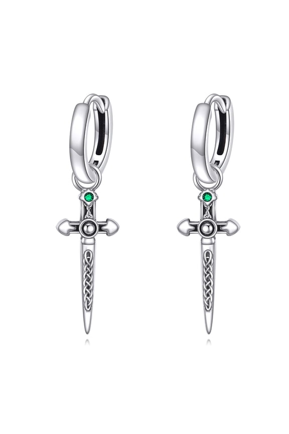 Sword Earrings for Men Women Gothic Punk Dagger Celtic Knot Dangle Earrings