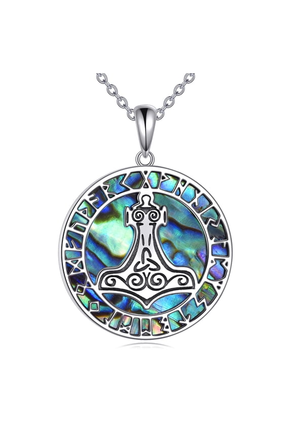 Thor Hammer Necklace 925 Sterling Silver Viking Necklace Viking Talisman Pendant Necklace Norse Viking Jewelry Gift for Women Men