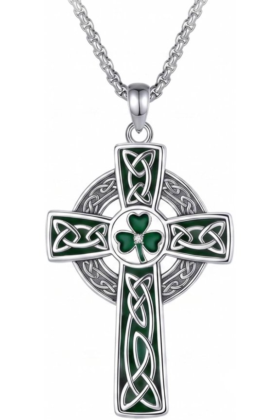 Tree of Life/Clover/Celtic Cross Necklace Claddagh Trinity Knot Pendant Religious Jewelry Gift for Women Men