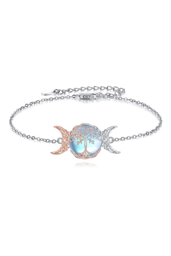 Tree of Life Moonstone Bracelet 925 Sterling Silver Triple Goddess Moonstone Tree of Life Bracelet Tree of Life Jewelry for Women