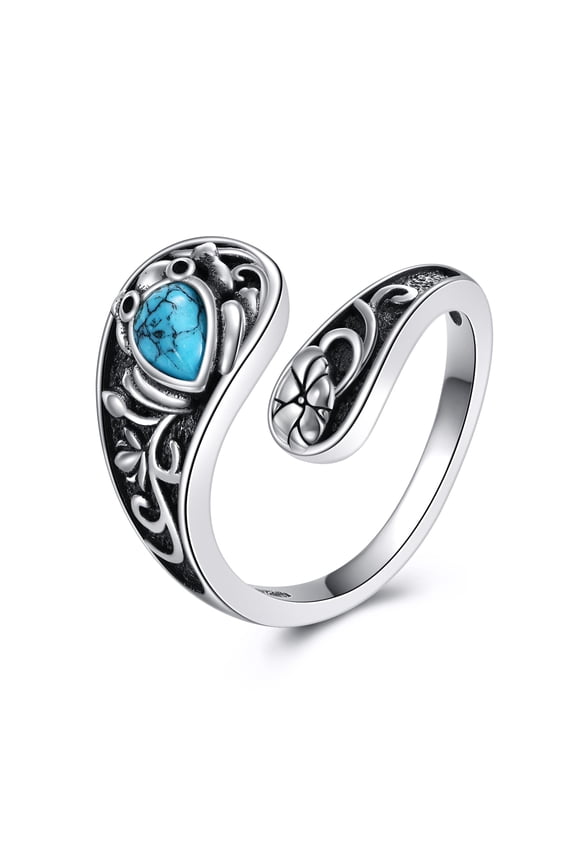 Turquoise Spoon Frog Rings for Women Sterling Silver Turquoise Ring Jewelry Gift (frog, 7)