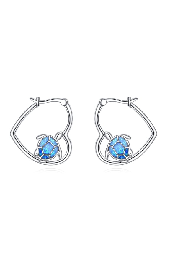 Turtle Earrings Sterling Silver Animal Heart Hoop Earrings Dangle Drop Dangling Cute Jewelry Turtle Gifts for Women