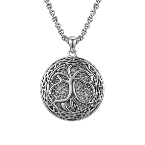 MYSTICPOEM Viking Yggdrasil Pendant Necklace World Tree of Life Norse Mythology Jewelry Men Women Viking Necklace Gift 24 in Chain
