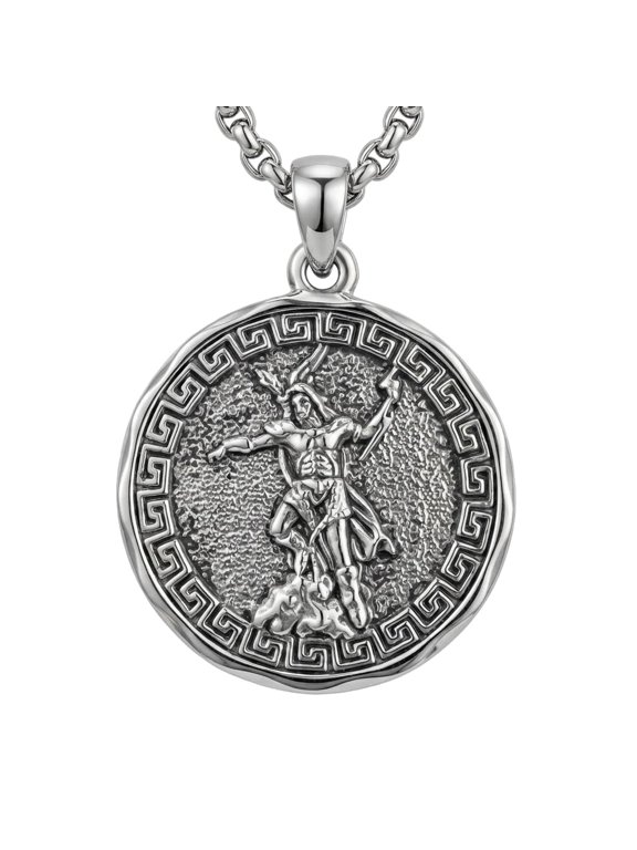 Zeus Necklace Religious Protector Pendant Greek God Jewelry Gifts for Women Men 24 in Chain