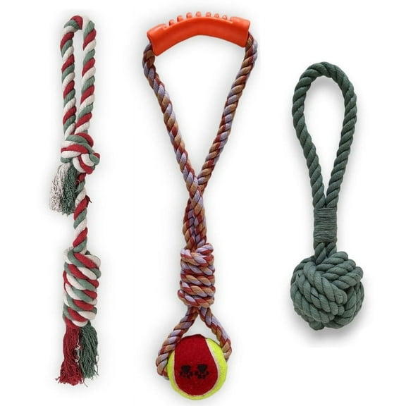 MYSUPERPAWS.COM Multipack Rope Ball Toys for Dog Natural Tug Tough Chew Teething Interactive Play